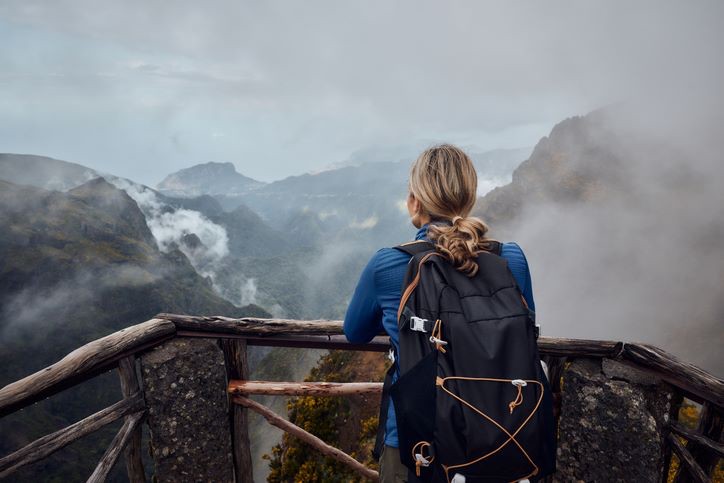 Misty mountain viewpoint in Madeira during off-season